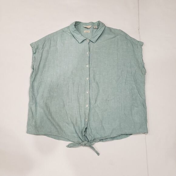 Weatherproof Vintage Washable Linen Button Top - Picture 1 of 12